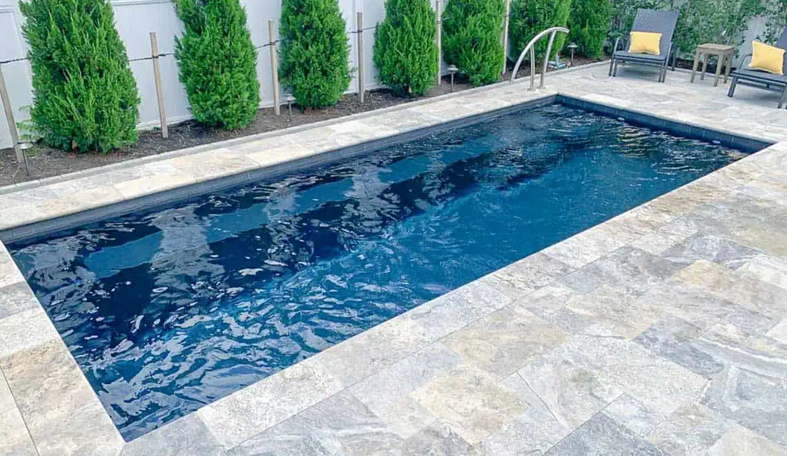 Fiberglass pool showcasing premium quality and customized design options.