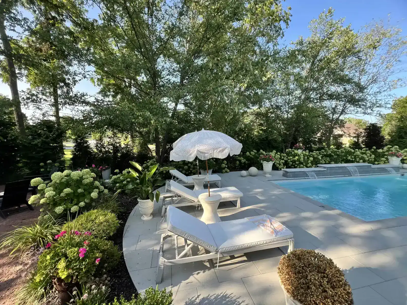 Dean’s Pools and Landscaping custom pool design in Indiana backyard.