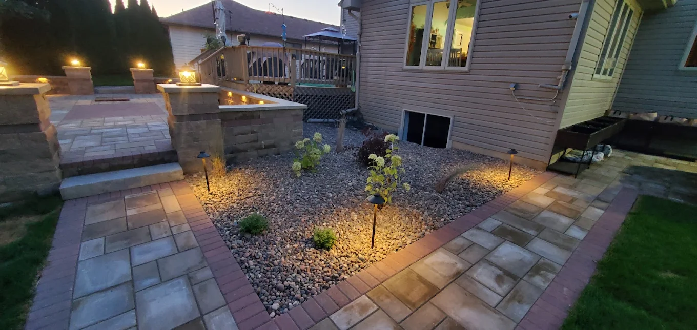Retaining wall and paver patio installation project in Northwest Indiana