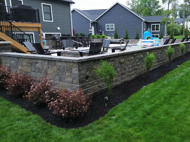 landscaping around pool deck
