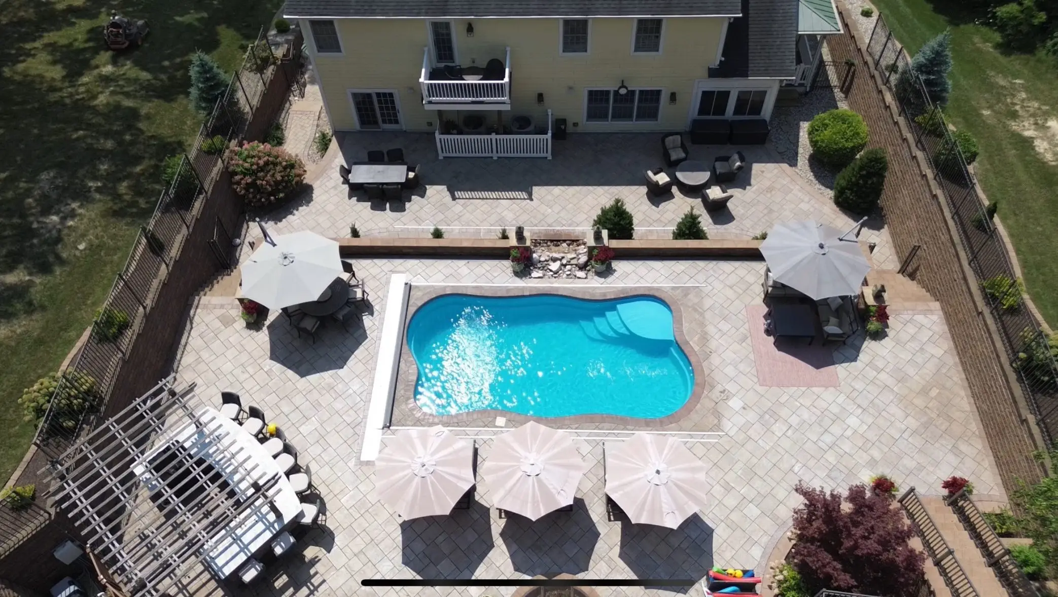 Modern in-ground pool installation in Northwest Indiana by Dean’s Pools and Landscaping